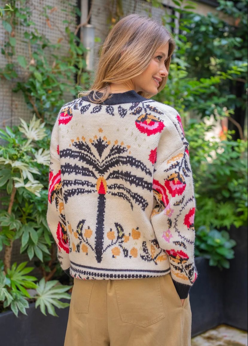 Jacquard knit cardigan