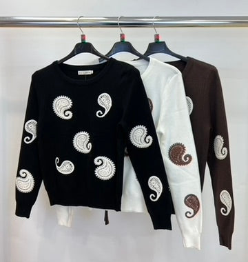 Paisley embroidered jumper