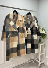 Load image into Gallery viewer, Check wool blend coat
