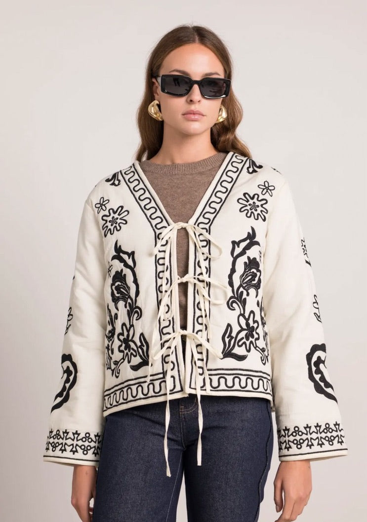 Embroidered kimono jacket