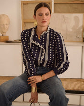 Load image into Gallery viewer, InApril 1986 cotton navy embroidered shirt
