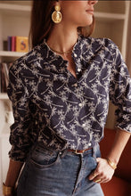Load image into Gallery viewer, InApril 1986 navy cotton embroidered shirt
