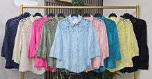Load image into Gallery viewer, Embroidered cotton crochet shirt
