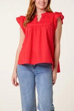 Load image into Gallery viewer, Cotton frill sleeve top
