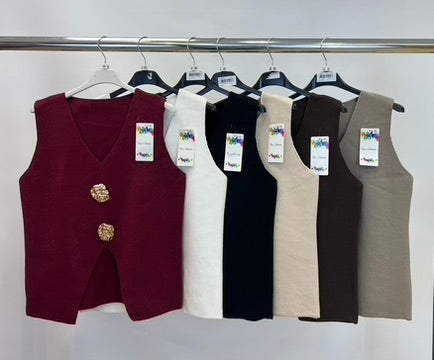 Soft knit two button tank top