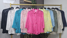 Load image into Gallery viewer, Embroidered cotton crochet shirt
