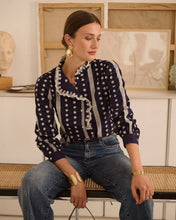 Load image into Gallery viewer, InApril 1986 cotton navy embroidered shirt
