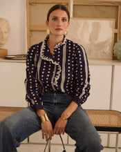 Load image into Gallery viewer, InApril 1986 cotton navy embroidered shirt
