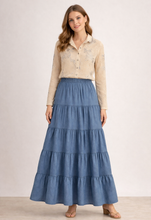 Load image into Gallery viewer, Denim tiered skirt
