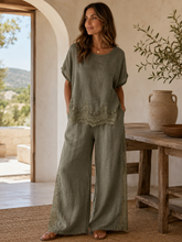 Load image into Gallery viewer, Linen lace co-ord set
