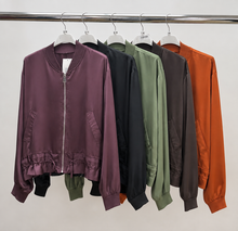 Load image into Gallery viewer, Plain satin zip jacket
