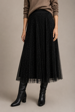 Load image into Gallery viewer, Black pleated dimante skirt
