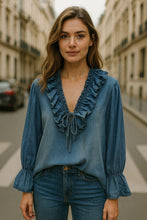 Load image into Gallery viewer, Denim frill top
