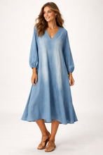 Load image into Gallery viewer, Denim v-neck dress

