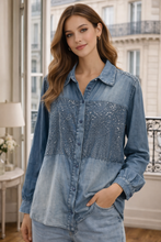 Load image into Gallery viewer, Denim sequin shirt
