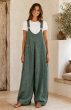 Load image into Gallery viewer, Linen buckle dungarees
