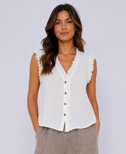 Load image into Gallery viewer, Sugarbabe stonewashed linen frill top
