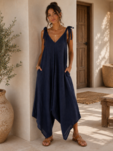 Load image into Gallery viewer, Linen tie up dungarees
