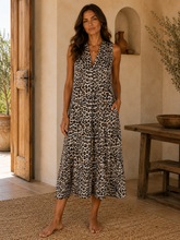 Load image into Gallery viewer, Leopard v-neck dress
