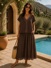 Load image into Gallery viewer, Cotton v-neck two piece dress
