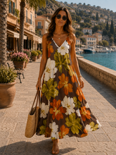 Load image into Gallery viewer, Floral cotton v-neck dress
