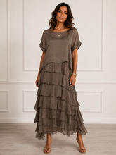 Load image into Gallery viewer, Silk tiered maxi dress
