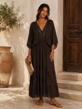 Load image into Gallery viewer, Silk sequin v-neck dress
