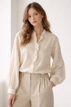 Load image into Gallery viewer, Bisou Project linen embroidered shirt
