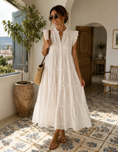Load image into Gallery viewer, Broderie anglaise tiered cotton dress
