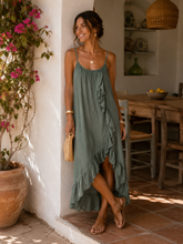 Load image into Gallery viewer, Cotton strap frill dress
