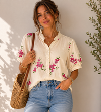 Load image into Gallery viewer, Orice Paris flower embroidered shirt
