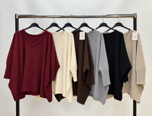 Load image into Gallery viewer, Rope detail knit v-neck jumper
