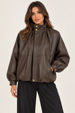 Load image into Gallery viewer, Faux leather funnel jacket
