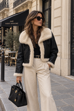 Load image into Gallery viewer, Faux leather jacket with collar
