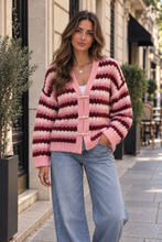 Load image into Gallery viewer, Tie detail zig zag cardigan
