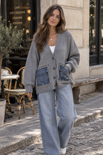 Load image into Gallery viewer, Denim pocket knitted cardigan
