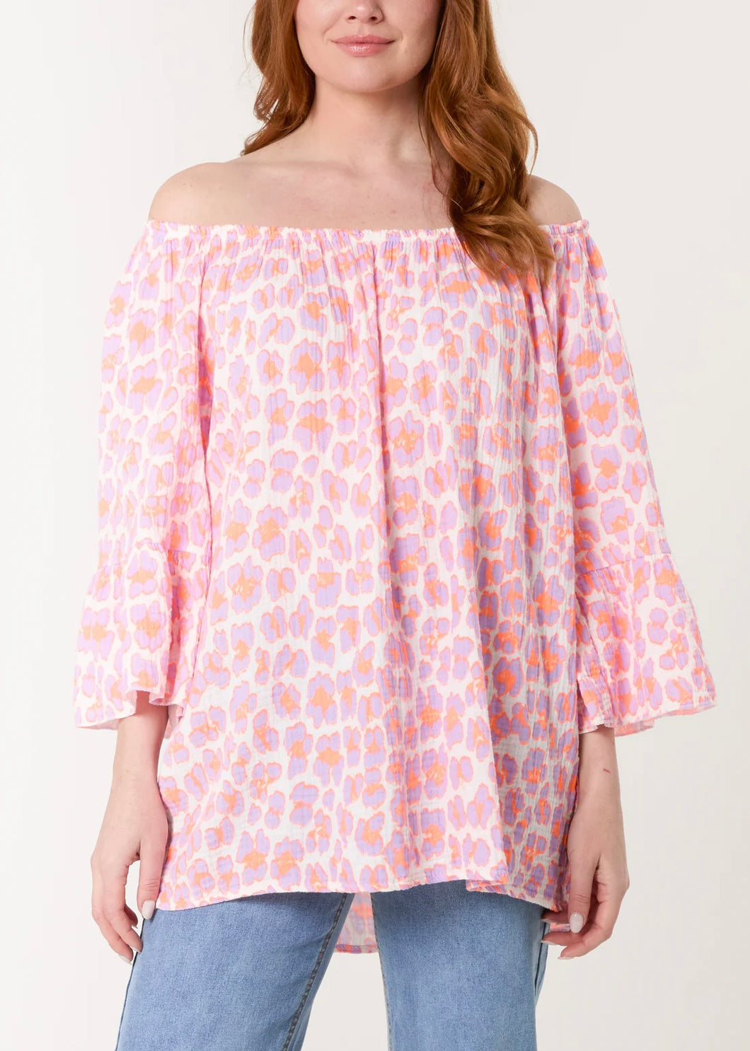 Leopard cheesecloth cotton top