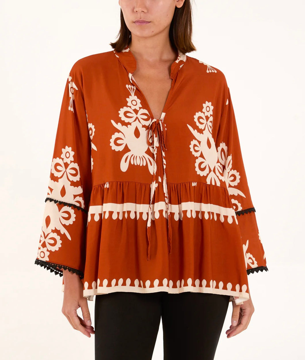 Damask print top