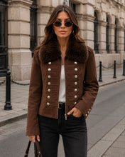 Load image into Gallery viewer, Suedette military collar jacket
