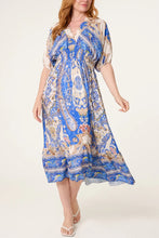 Load image into Gallery viewer, Paisley shirred v-neck dress
