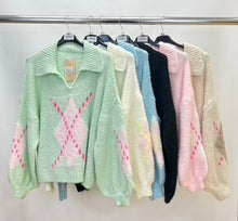 Load image into Gallery viewer, Argyle knit collar jumper
