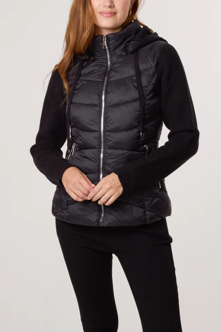 Knitted sleeve padded jacket
