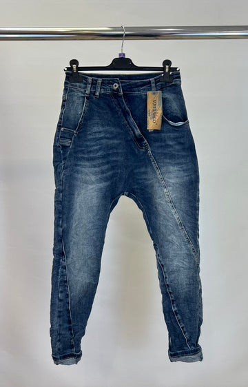 Melly asymmetric denim jeans