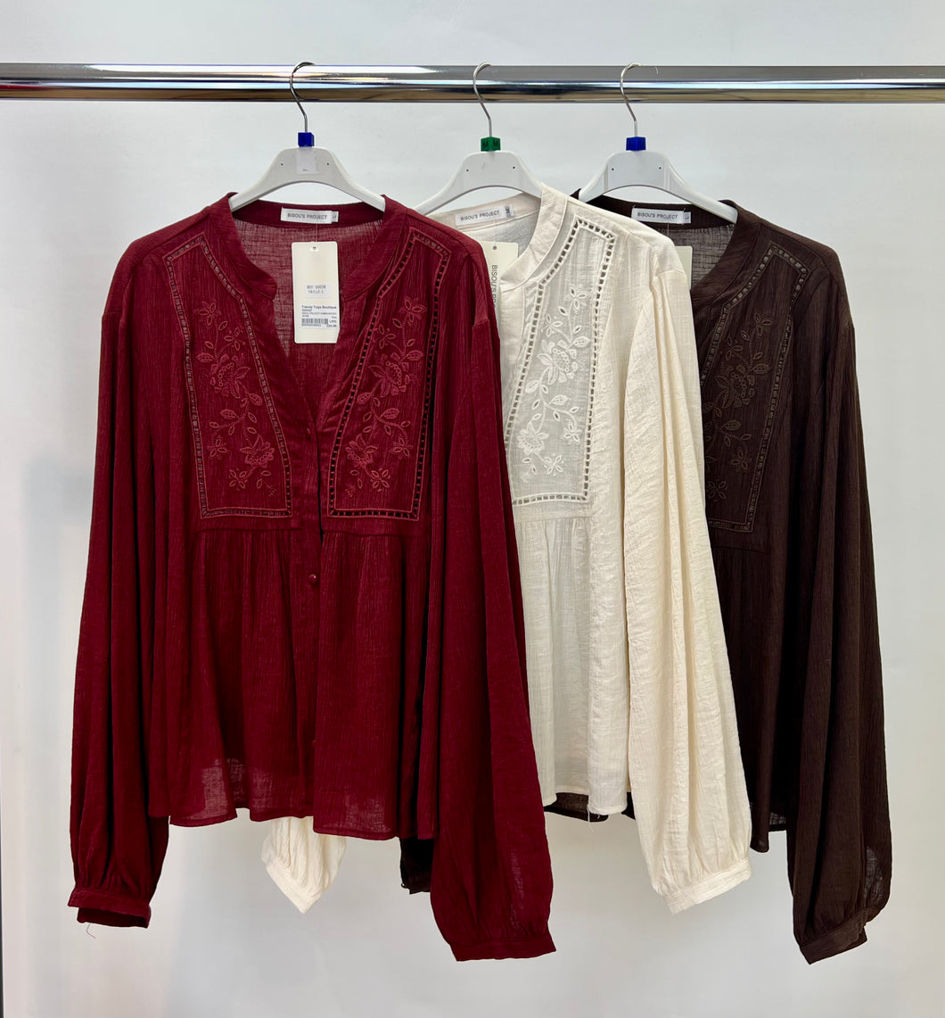 Bisou project embroidered top