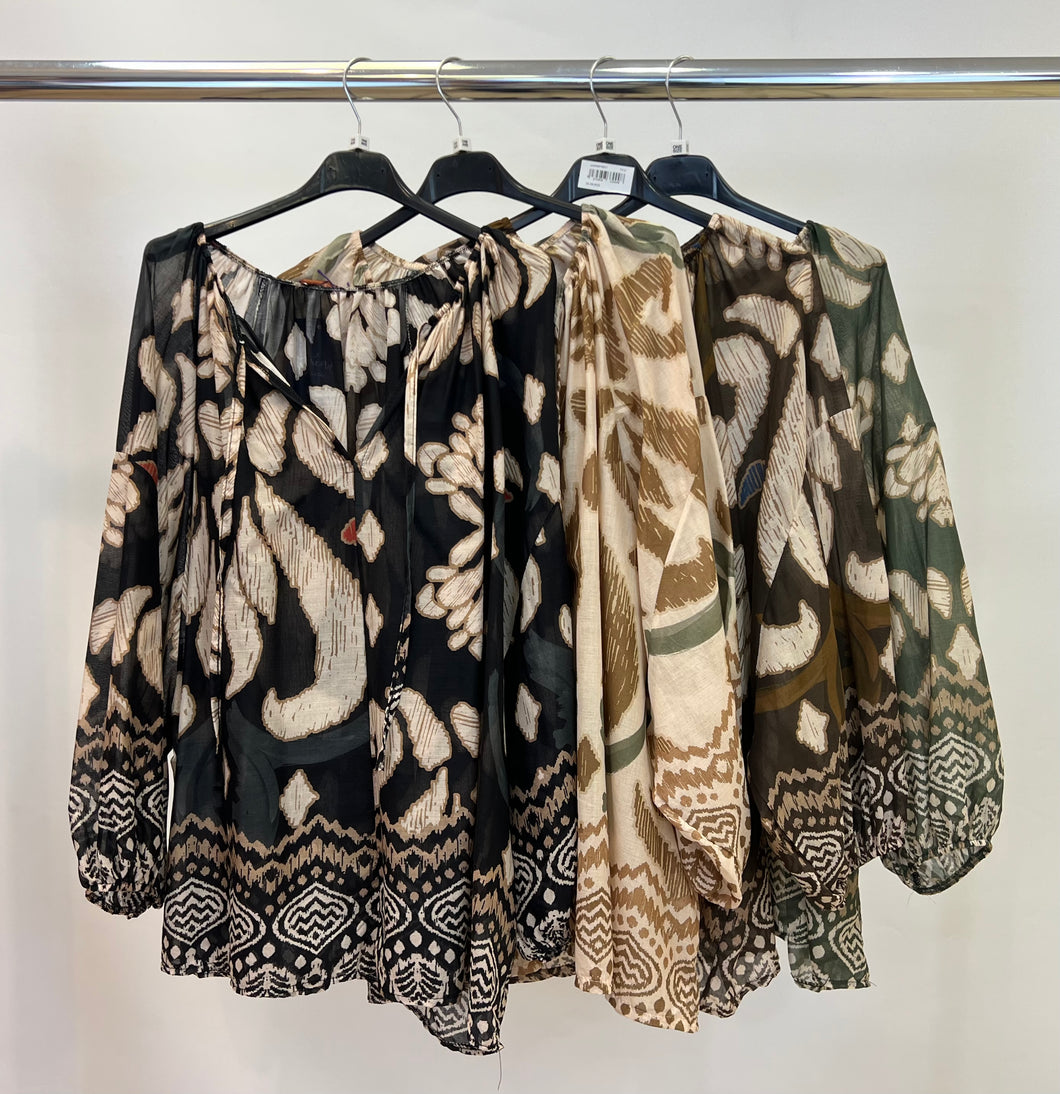 Ethnic print cotton top
