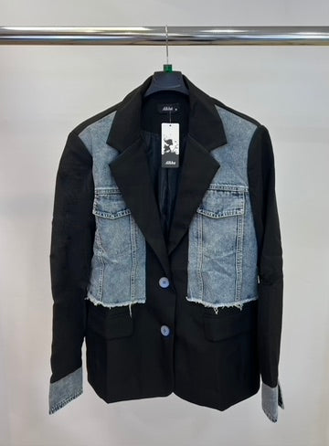 Denim detail blazer