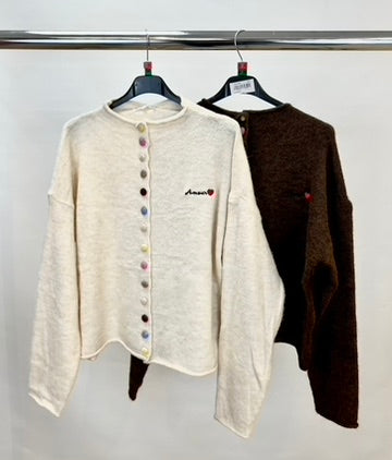 Multicolour button amour cardigan