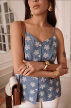Load image into Gallery viewer, InApril 1986 denim embroidered strap top
