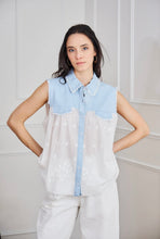 Load image into Gallery viewer, Denim broderie anglaise waistcoat
