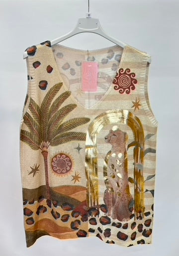 Cheetah lurex vest